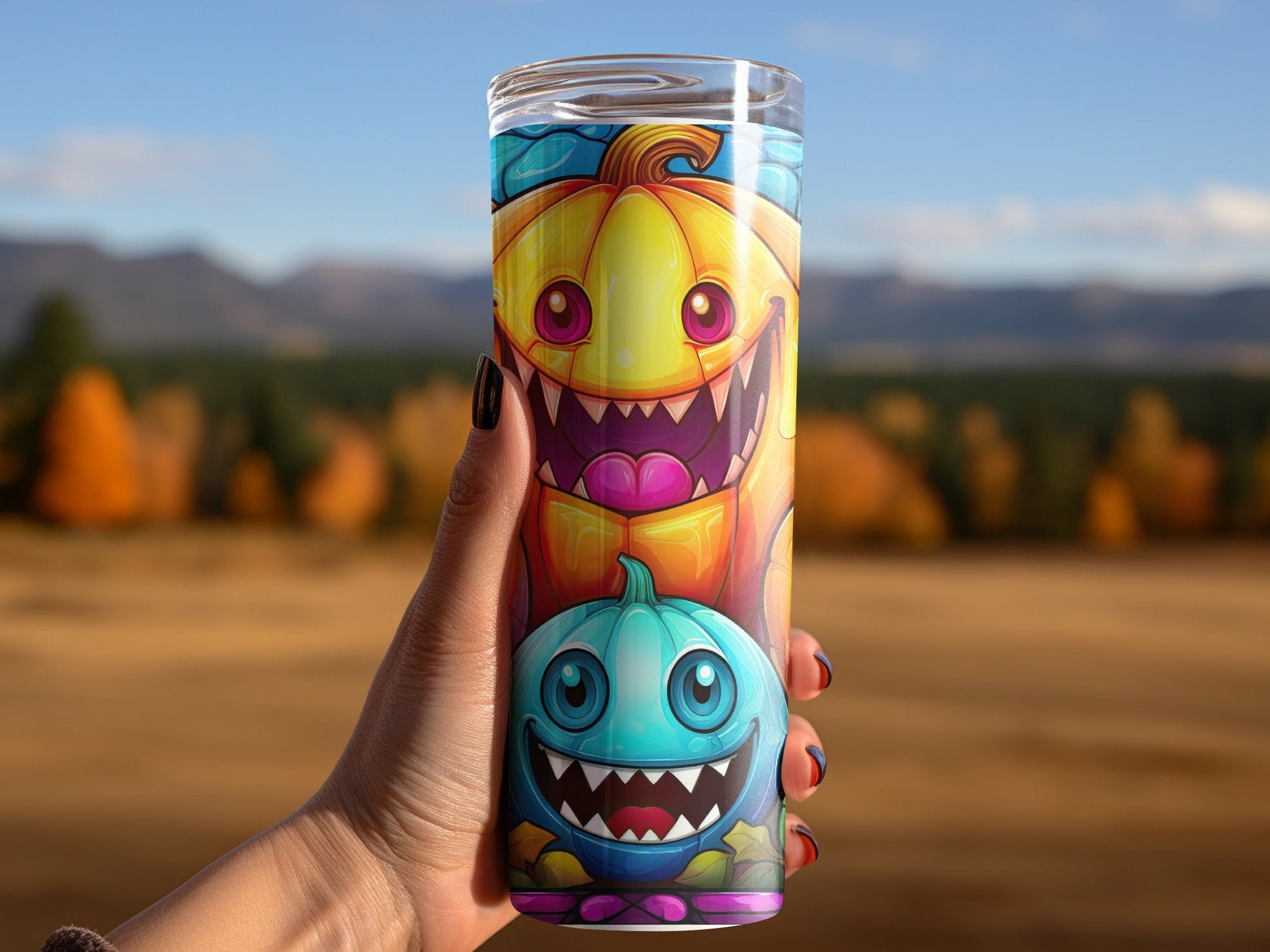 3d monster pumpkins laughints 20oz skinny tumbler - Premium tumbler from MyDesigns - Just $29.95! Shop now at Lees Krazy Teez