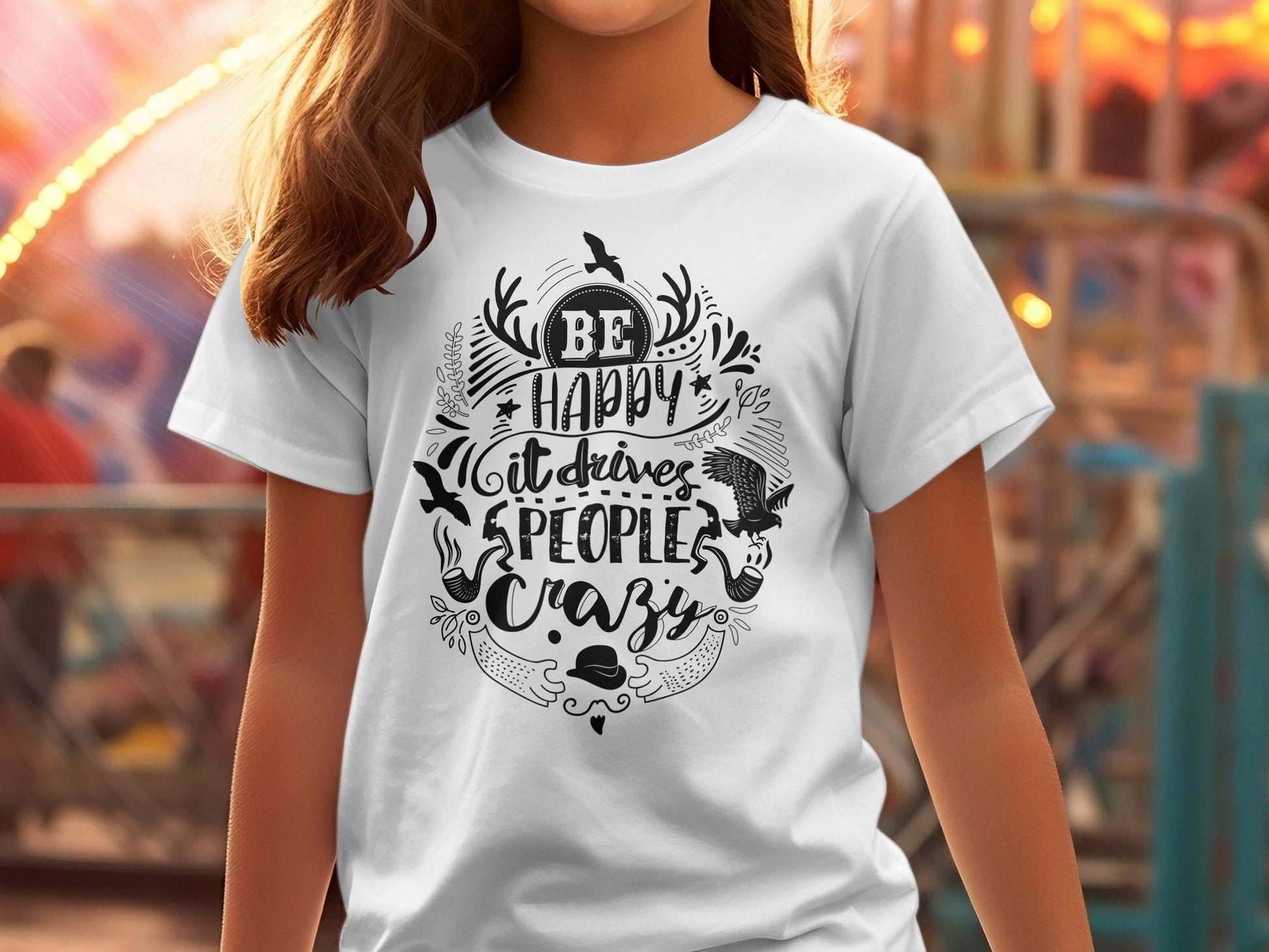 Be Happy People Crazy Funny Women's t-shirt - Premium t-shirt from MyDesigns - Just $21.95! Shop now at Lees Krazy Teez