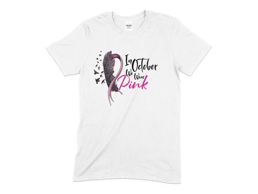 In october we wear pink Women's t-shirt - Premium t-shirt from MyDesigns - Just $21.95! Shop now at Lees Krazy Teez