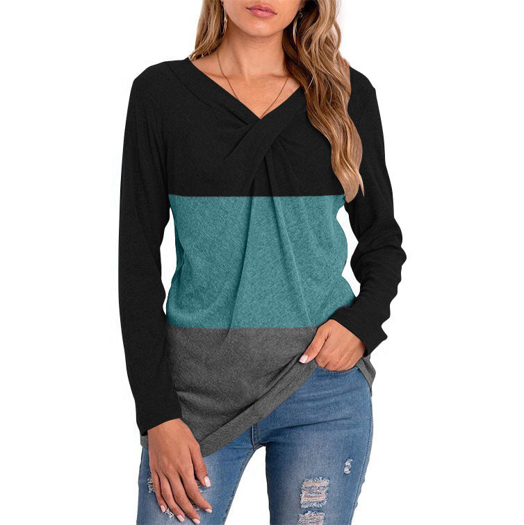 Chic V-Neck Long-Sleeve T-Shirt for Women: A Stylish Addition to Your Autumn and Winter Wardrobe - Premium t-shirt from eprolo - Just $24.95! Shop now at Lees Krazy Teez