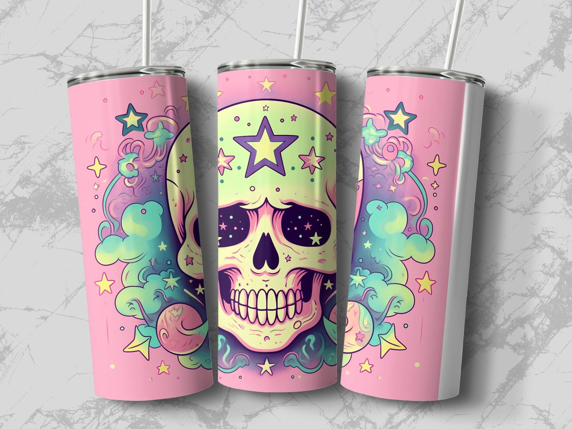 Skull Pastel magically 20oz skinny sublimation tumbler - Premium tumbler from MyDesigns - Just $29.95! Shop now at Lees Krazy Teez