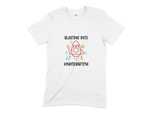 Blasting into kindergarten unisex teacher t-shirt - Premium t-shirt from MyDesigns - Just $18.95! Shop now at Lees Krazy Teez