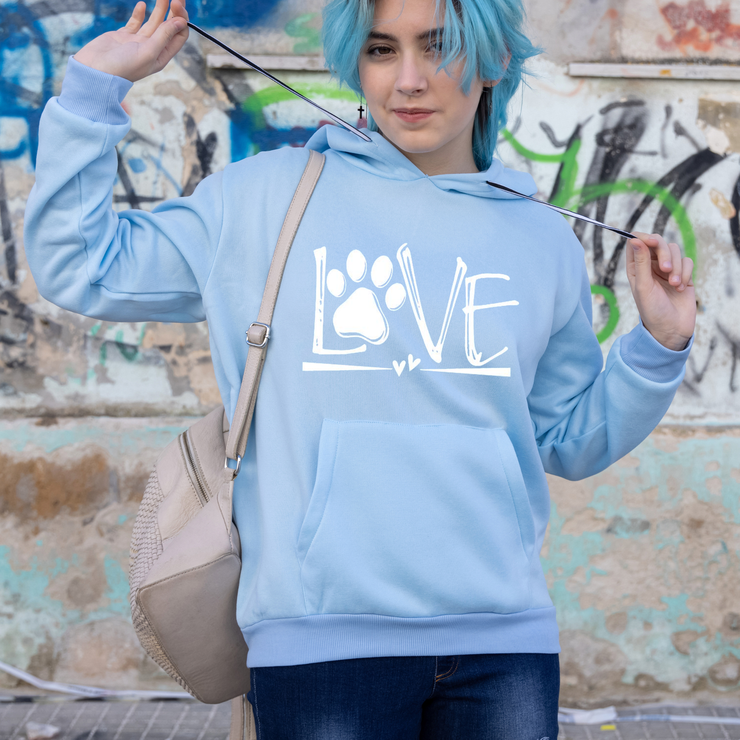 Dog love puppy paw Women's lightweight Hoodie - Premium Hoodie from MyDesigns - Just $39.95! Shop now at Lees Krazy Teez