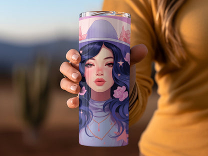 Witch with light purple hat 20oz skinny sublimation tumbler - Premium tumbler from MyDesigns - Just $29.95! Shop now at Lees Krazy Teez