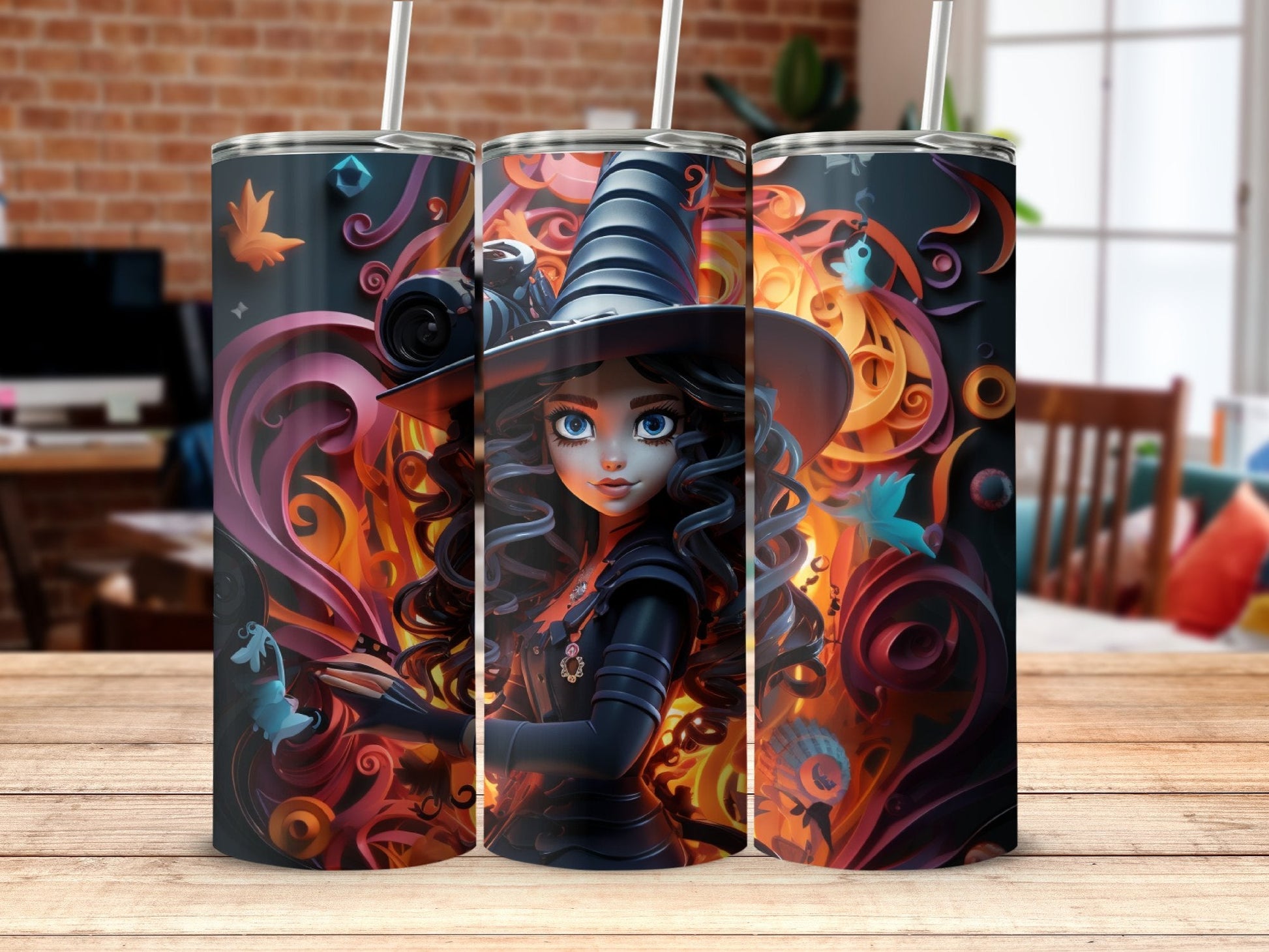 3d witch in black 20oz skinny tumbler - Premium tumbler from MyDesigns - Just $26.95! Shop now at Lees Krazy Teez