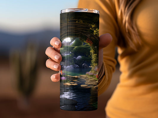 Solarpunk utopian mystic beautiful stunning forest exalted 20oz tumbler - Premium tumbler from MyDesigns - Just $29.95! Shop now at Lees Krazy Teez