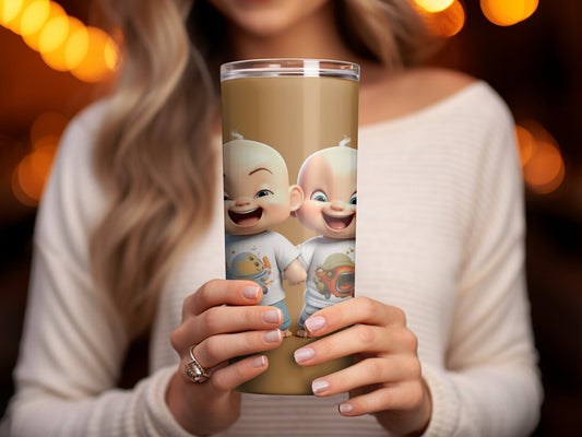 3D Babies holding guns 3d skinny tumbler - Premium tumbler from MyDesigns - Just $29.95! Shop now at Lees Krazy Teez