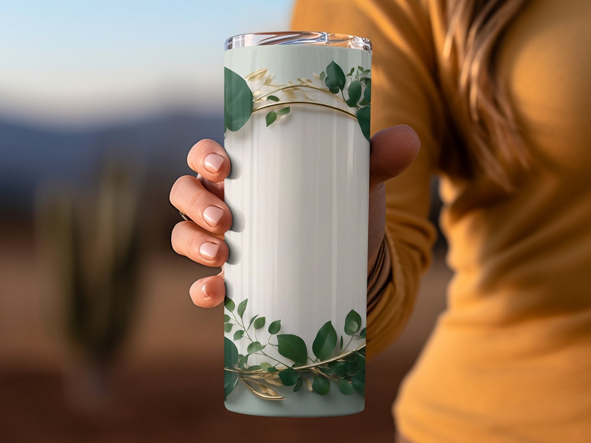 Elegant And Greenery Leaves Frame 3D Tumbler Wrap - Premium tumbler from MyDesigns - Just $26.95! Shop now at Lees Krazy Teez