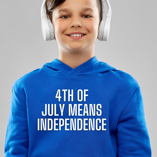 4th of july means independence Boys 4th of July Hoodie - Premium Hoodie from Lees Krazy Teez - Just $39.95! Shop now at Lees Krazy Teez