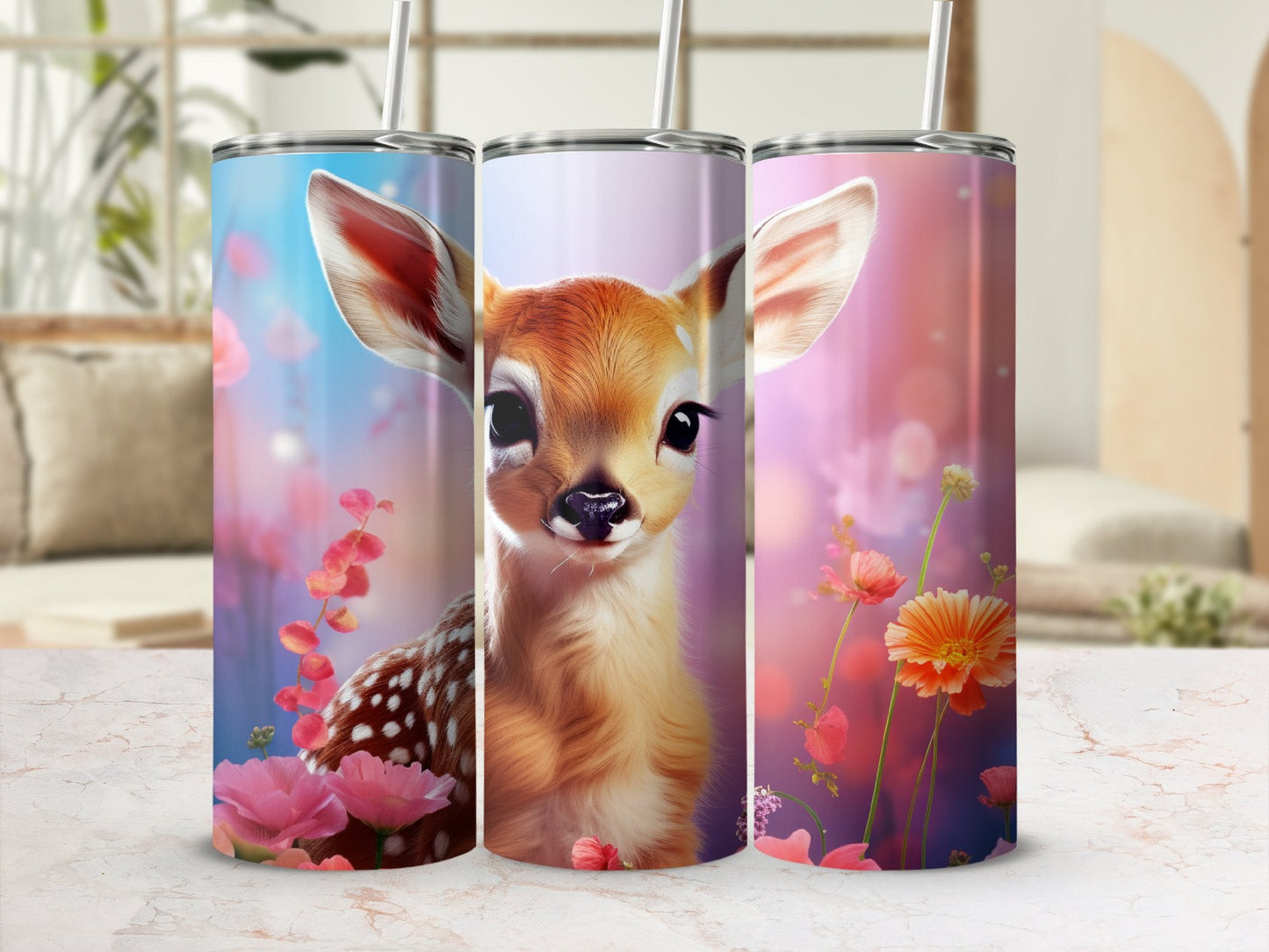 Cute little Baby Deer 20 Oz 20oz skinny tumbler - Premium tumbler from MyDesigns - Just $26.95! Shop now at Lees Krazy Teez