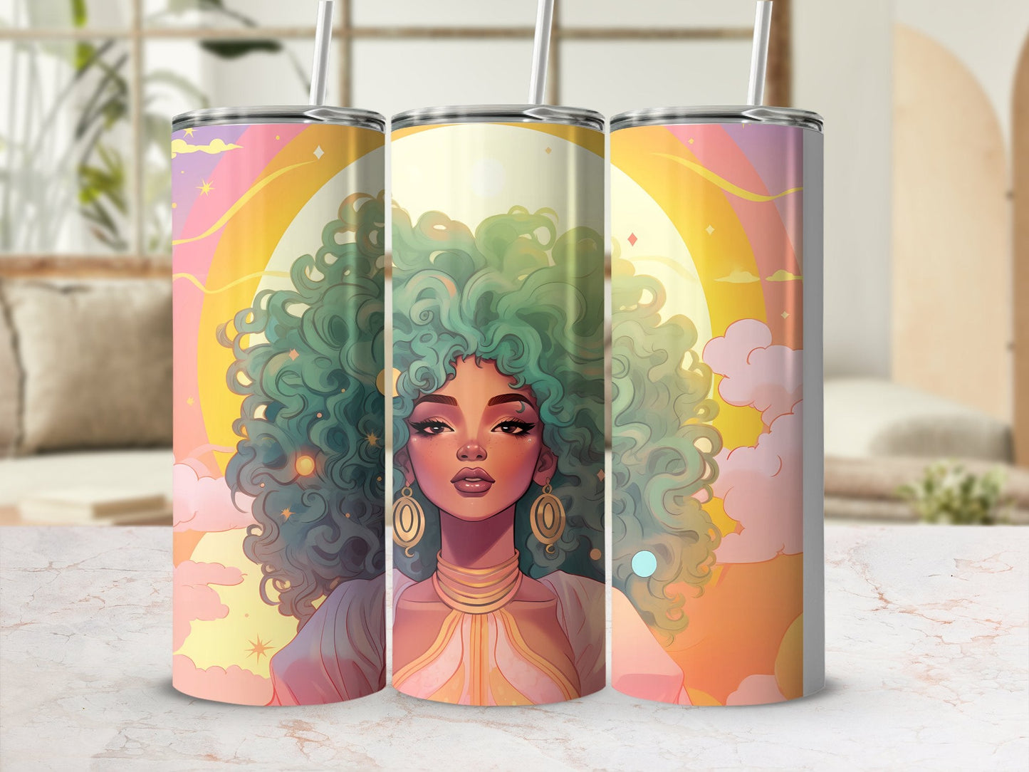 Colorful woman under the sun 20oz skinny tumbler - Premium tumbler from MyDesigns - Just $26.95! Shop now at Lees Krazy Teez