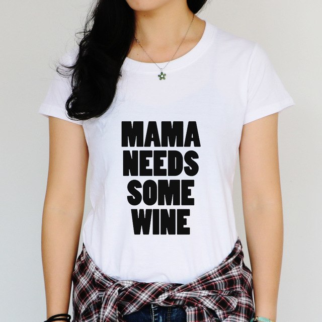 Mama Needs Some Wine' Letter Print T-Shirt - A Fashionable Expression of Motherhood - Premium t-shirt from eprolo - Just $19.95! Shop now at Lees Krazy Teez