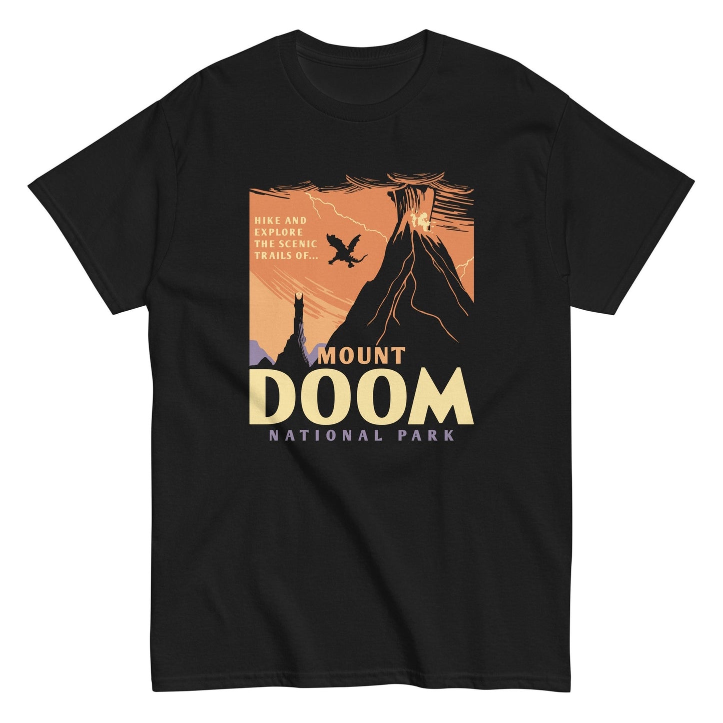 Hike and explore the scenic trails of mount doom T-shirts - Premium t-shirt from MyDesigns - Just $19.95! Shop now at Lees Krazy Teez