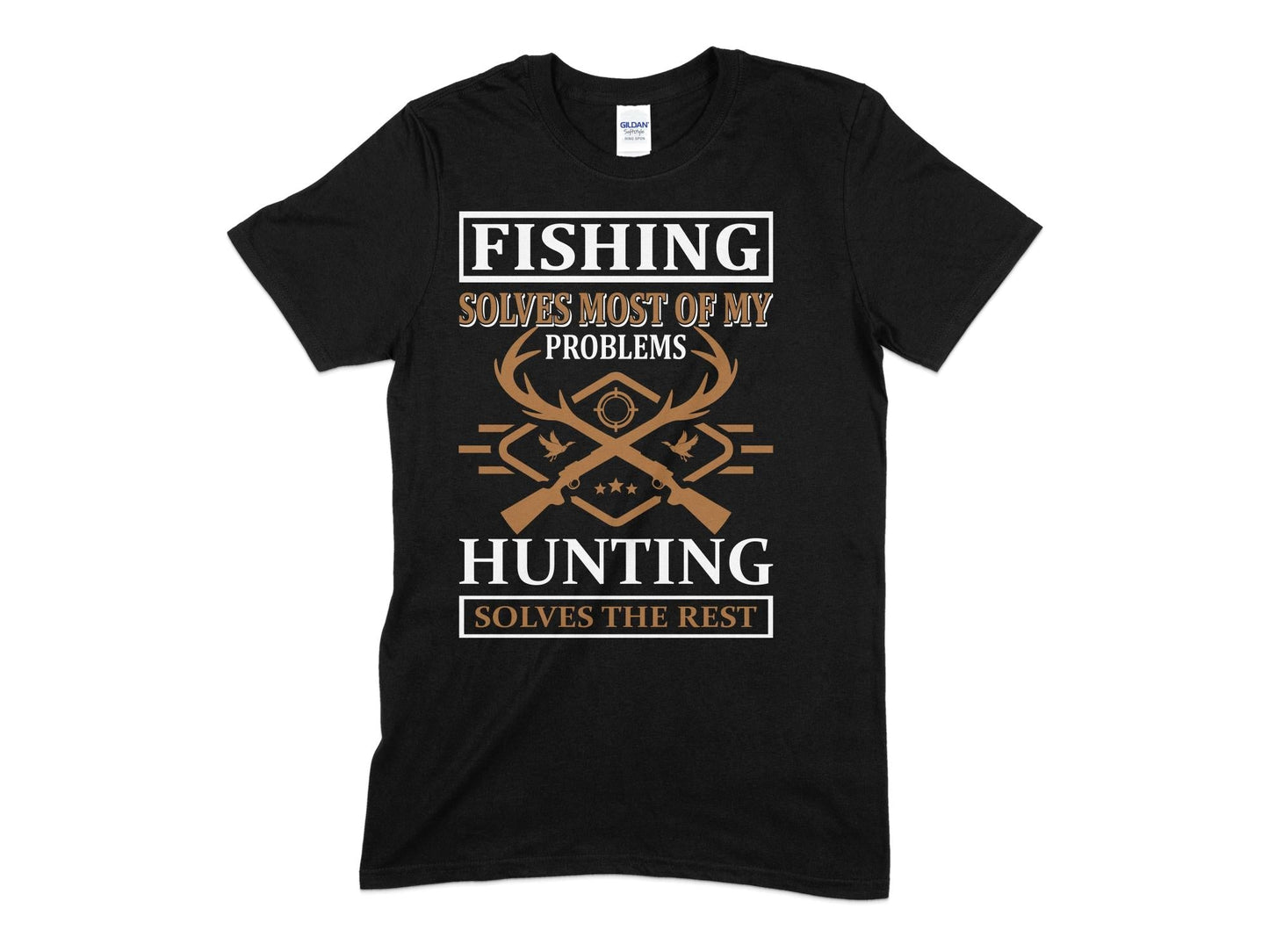Fishing solves most of my problems hunting solves the rest t-shirt - Premium t-shirt from MyDesigns - Just $19.95! Shop now at Lees Krazy Teez