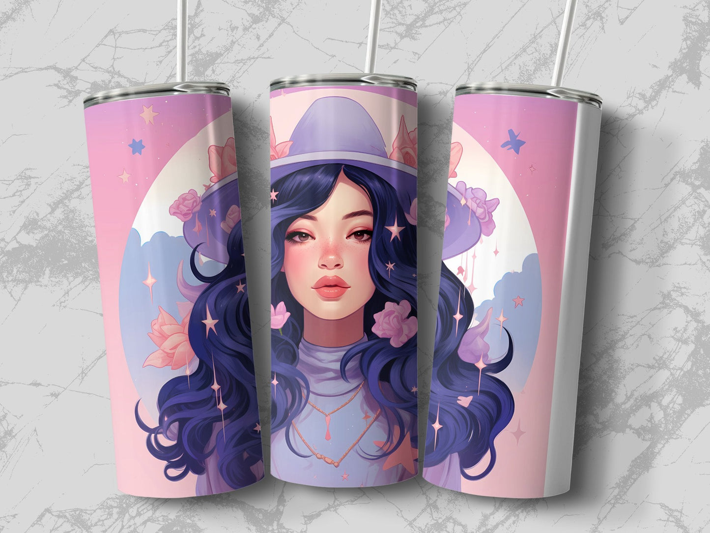 Witch with light purple hat 20oz skinny sublimation tumbler - Premium tumbler from MyDesigns - Just $29.95! Shop now at Lees Krazy Teez