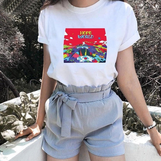 Hope World Graphic Shirt Summer Fashion Women T Shirt - Premium t-shirt from eprolo - Just $19.95! Shop now at Lees Krazy Teez