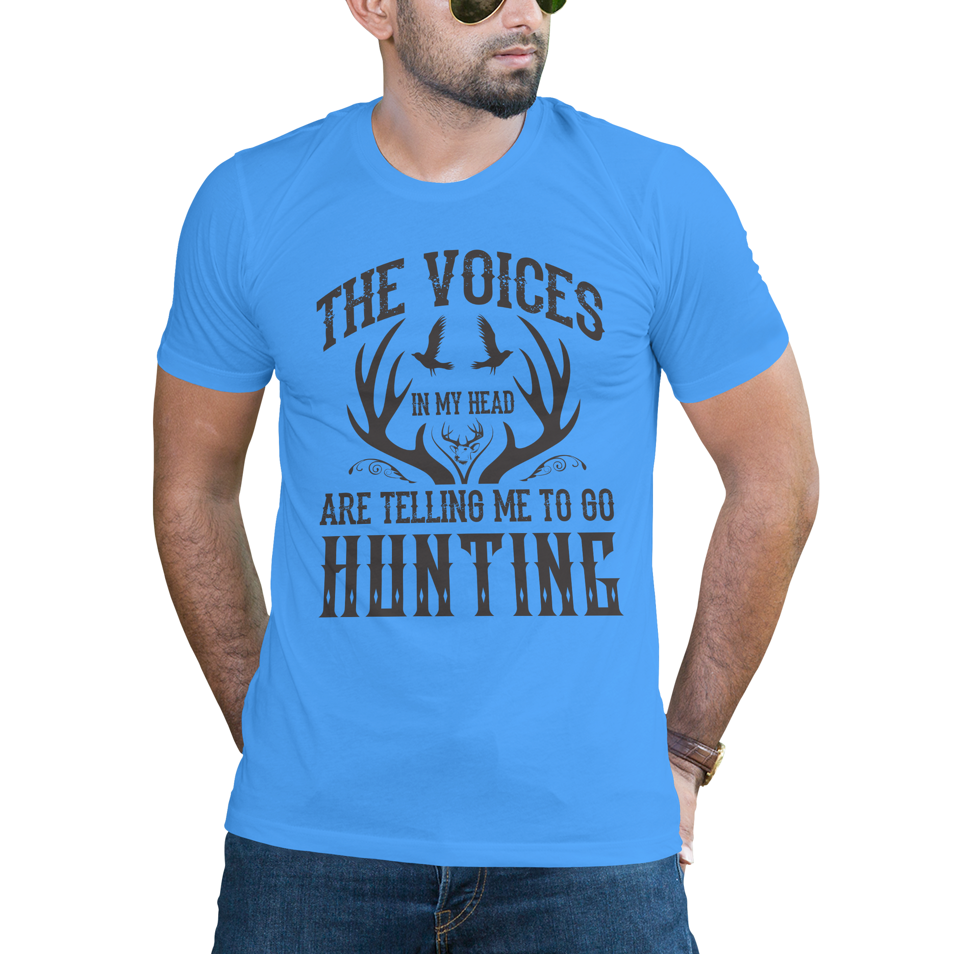The voices in my head are telling me to go hunting t-shirt - Premium t-shirt from MyDesigns - Just $19.95! Shop now at Lees Krazy Teez