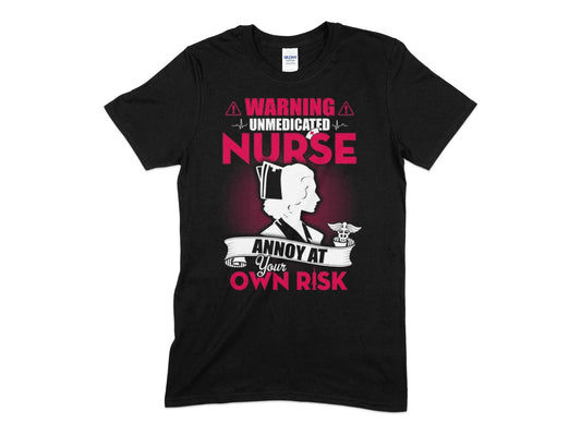 Warning unmedicated nurse annoy at own risk t-shirt - Premium t-shirt from MyDesigns - Just $19.95! Shop now at Lees Krazy Teez