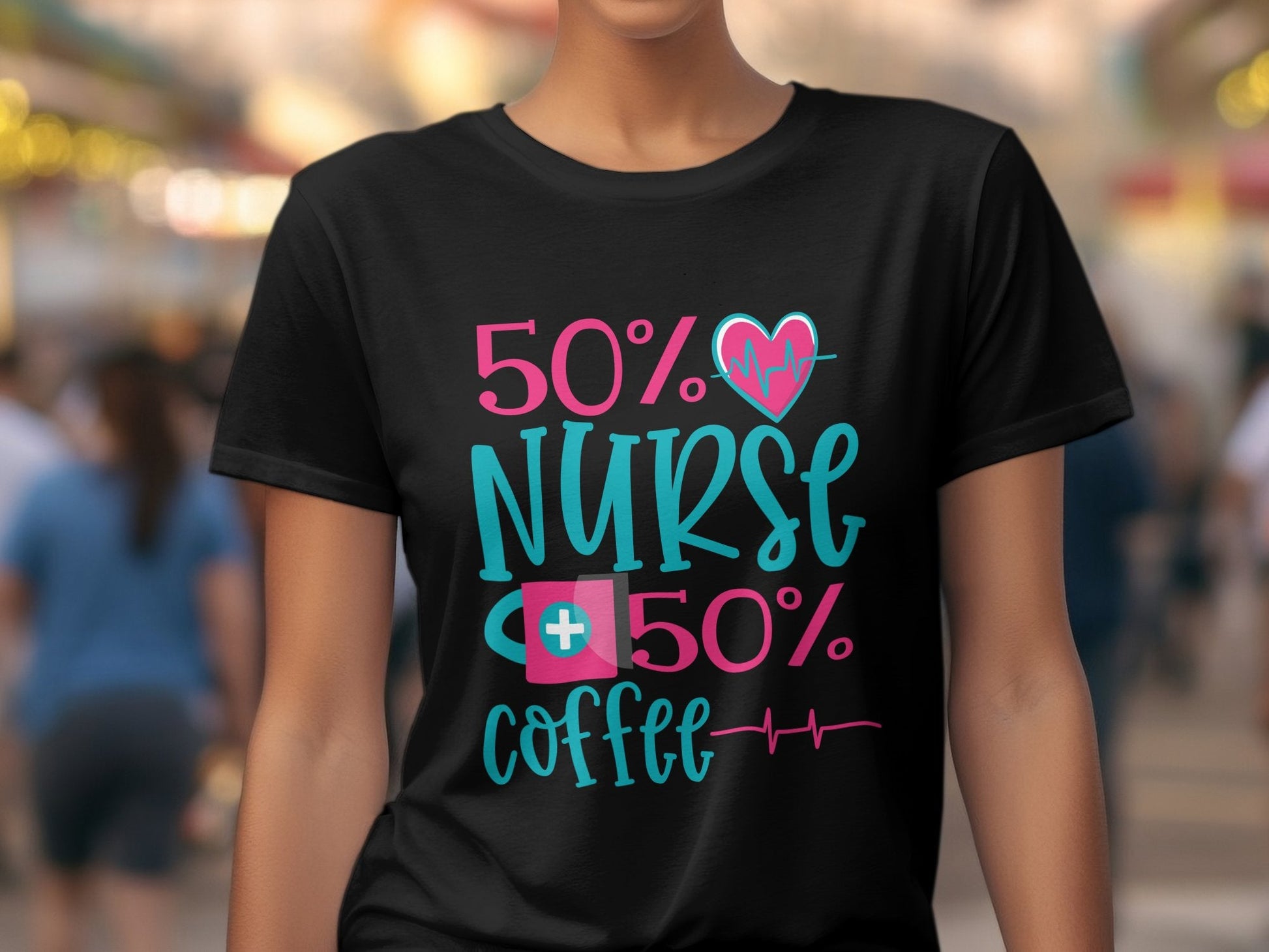 50 percent nurse 50 percent coffee Women's t-shirt - Premium t-shirt from MyDesigns - Just $21.95! Shop now at Lees Krazy Teez