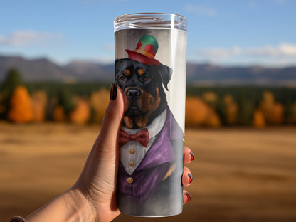Cute Rottweiler dog in clown outfit 20oz skinny tumbler - Premium tumbler from MyDesigns - Just $29.95! Shop now at Lees Krazy Teez