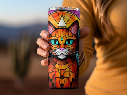 Stained glass cats 20oz skinny sublimation tumbler - Premium tumbler from MyDesigns - Just $29.95! Shop now at Lees Krazy Teez