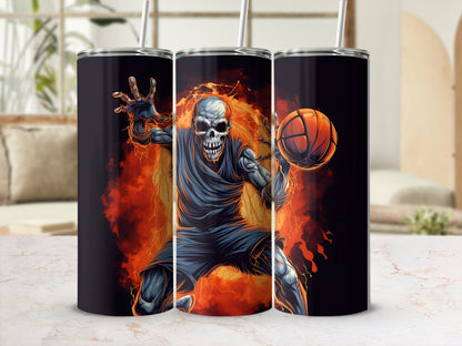 skeleton fire halloween b ball player 20oz sublimation tumbler - Premium tumbler from MyDesigns - Just $29.95! Shop now at Lees Krazy Teez