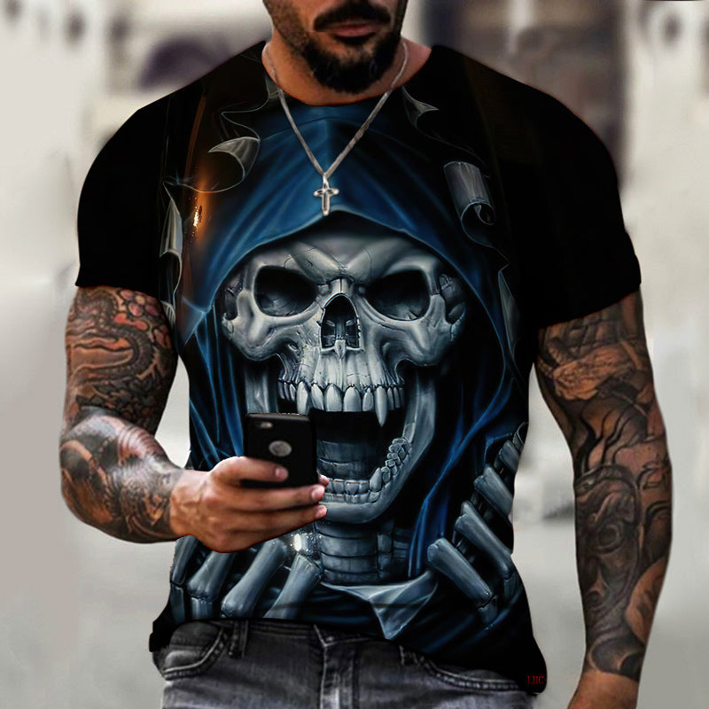 Summer's Chilling Style: 3D Digital Print Horror Skull Men's T-Shirts - Premium t-shirt from eprolo - Just $24.95! Shop now at Lees Krazy Teez