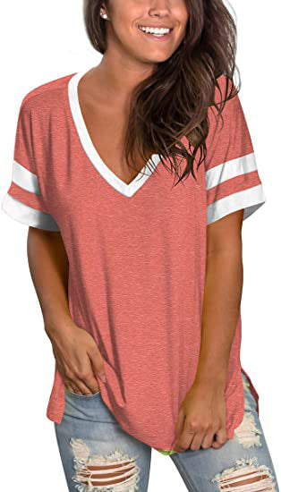 Stay Cool this Summer with a V-Neck Pocketed Loose Short-Sleeve T-Shirt: Perfect for Girls' Stylish Layering - Premium t-shirt from eprolo - Just $19.95! Shop now at Lees Krazy Teez