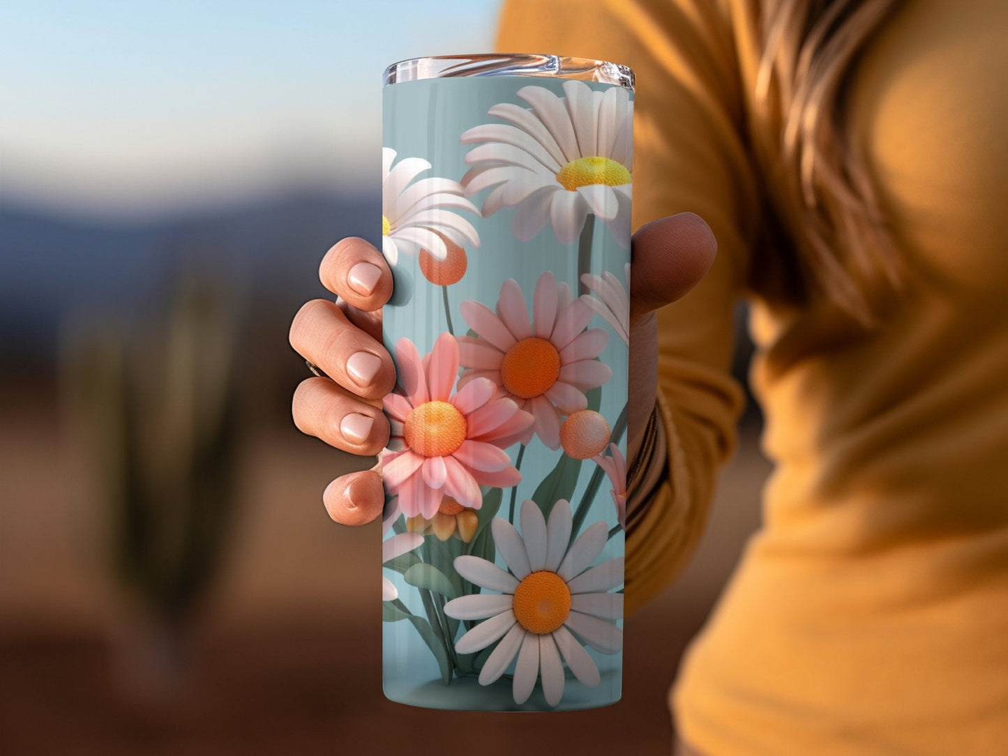 Daisies Flowers 20 Oz 20oz skinny tumbler - Premium tumbler from MyDesigns - Just $26.95! Shop now at Lees Krazy Teez