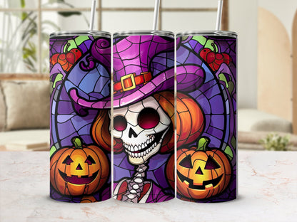 Halloween skull witch mom 20oz skinny tumbler - Premium tumbler from MyDesigns - Just $26.95! Shop now at Lees Krazy Teez