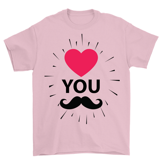 Love you mustache Women's pink t-shirt - Premium t-shirt from MyDesigns - Just $19.95! Shop now at Lees Krazy Teez