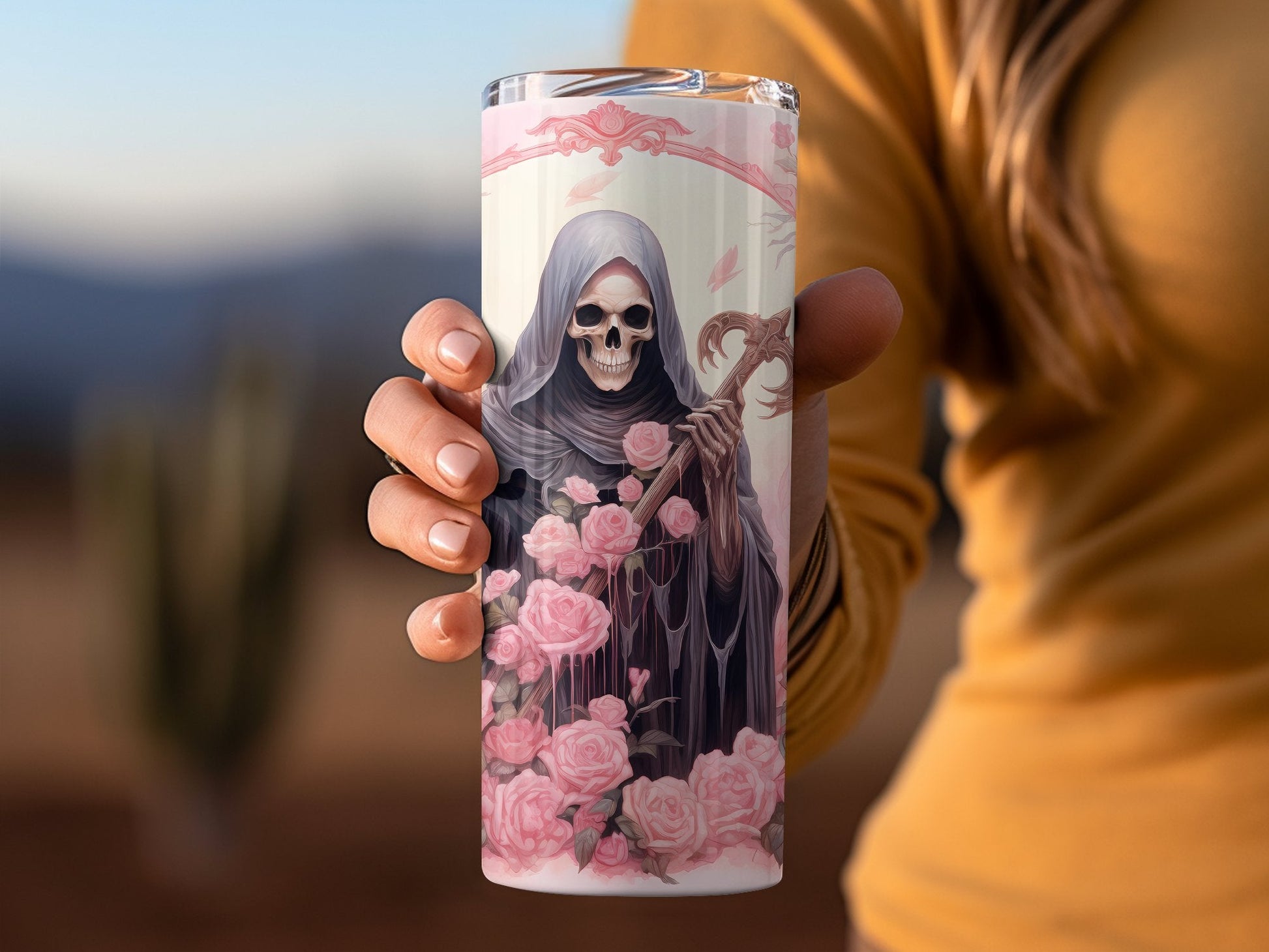 Skull reaper pastel 20oz skinny sublimation tumbler - Premium tumbler from MyDesigns - Just $29.95! Shop now at Lees Krazy Teez