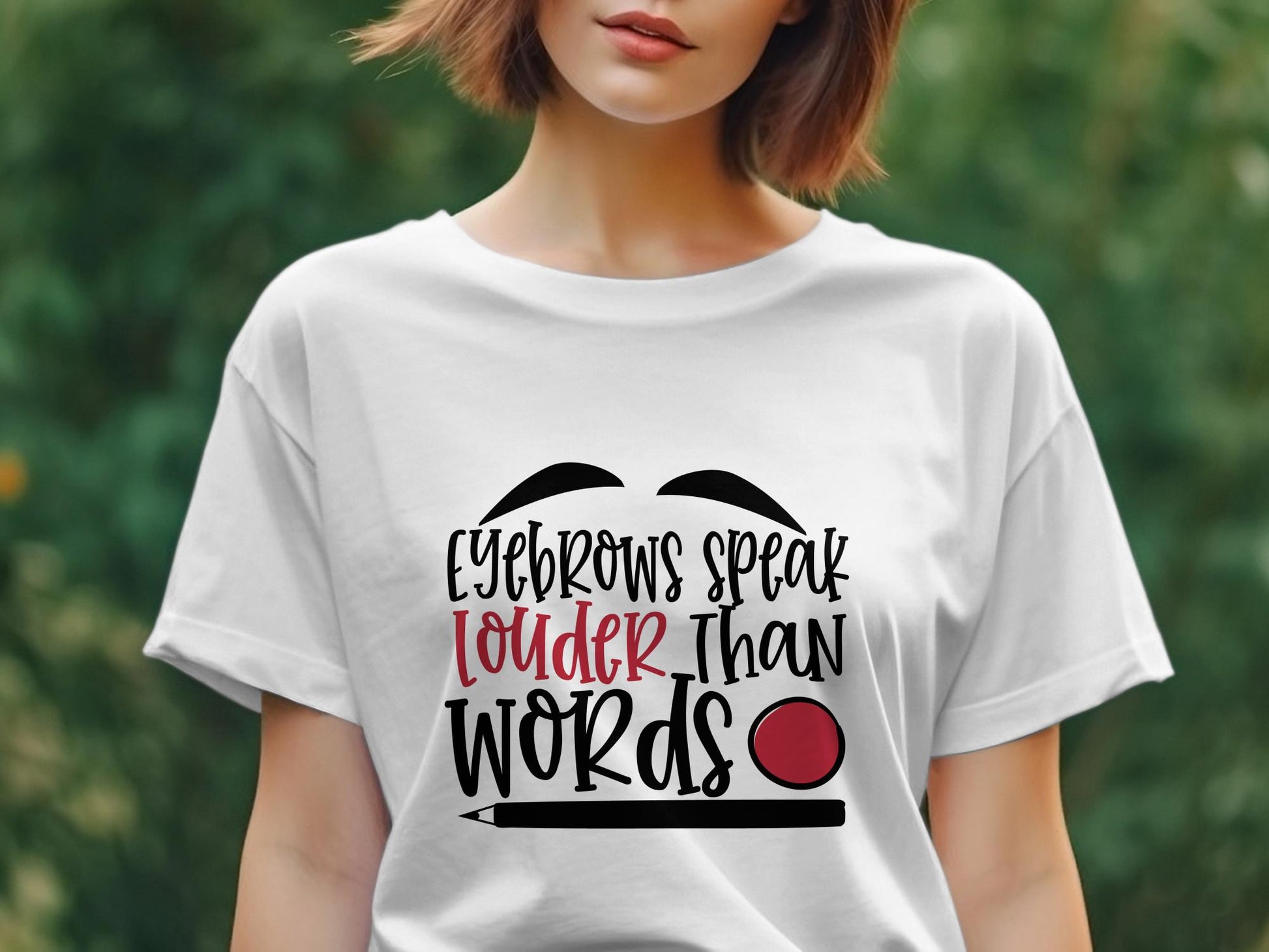 Eyebrows speak louder than words Women's tee shirt - Premium t-shirt from MyDesigns - Just $19.95! Shop now at Lees Krazy Teez