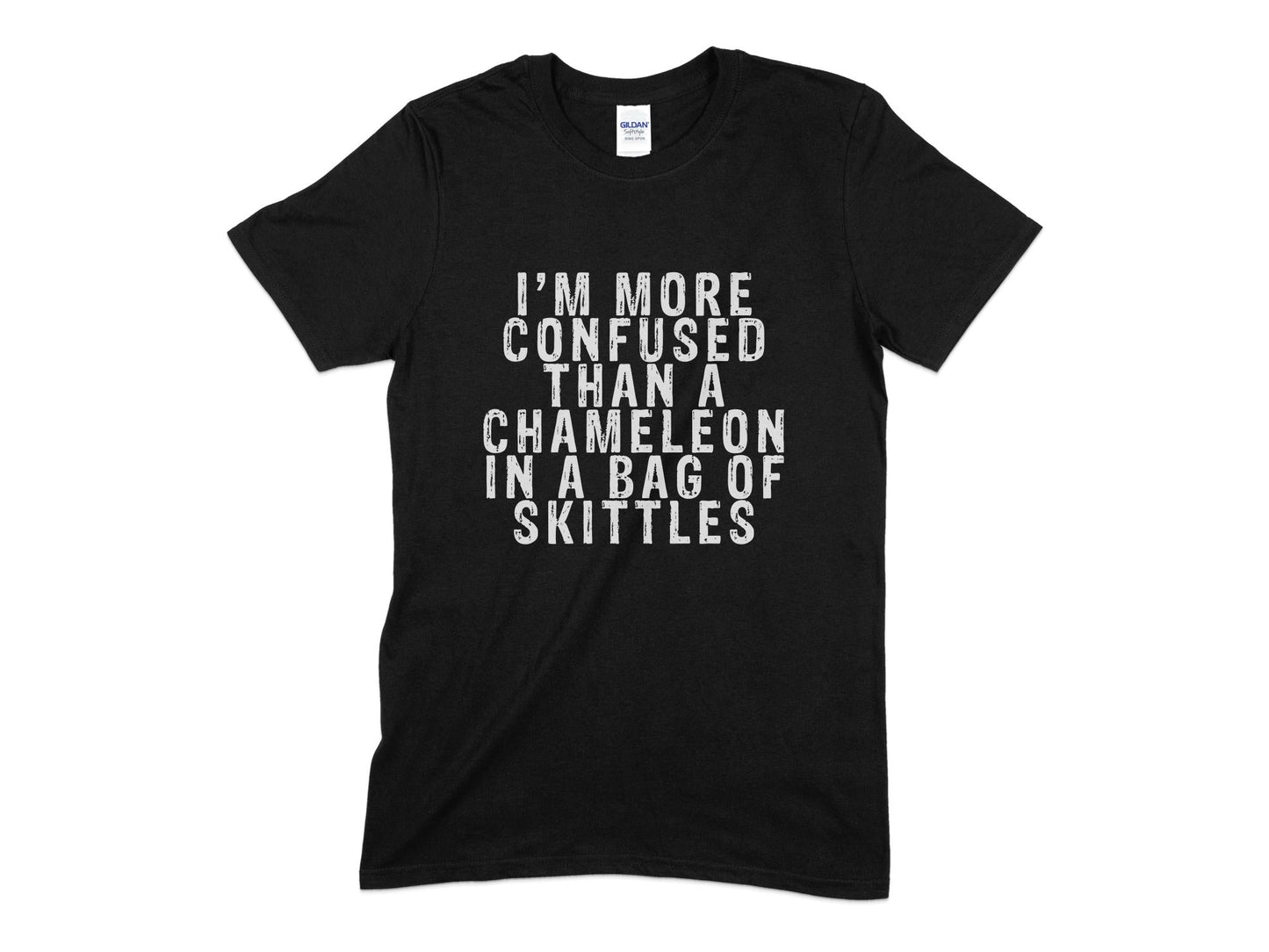 Im more confused than a chameleon in a bag of skittles t-shirt - Premium t-shirt from MyDesigns - Just $19.95! Shop now at Lees Krazy Teez