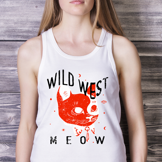 Wild west meow cat Women's tank top awesome tee - Premium t-shirt from MyDesigns - Just $21! Shop now at Lees Krazy Teez