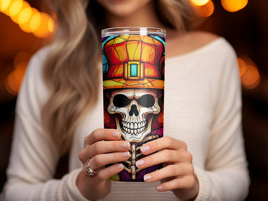 3d skull and pumpkins funny Halloween tumbler - Premium tumbler from MyDesigns - Just $29.95! Shop now at Lees Krazy Teez
