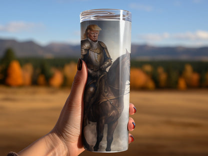 Donald Trump riding a horse in the desert 20oz skinny tumbler - Premium tumbler from MyDesigns - Just $29.95! Shop now at Lees Krazy Teez