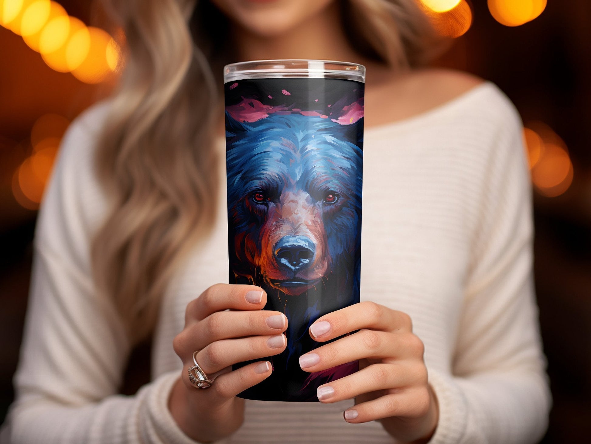 3d Black Bear Wrapped In Flames 20oz Skinny Tumbler - Premium tumbler from MyDesigns - Just $29.95! Shop now at Lees Krazy Teez