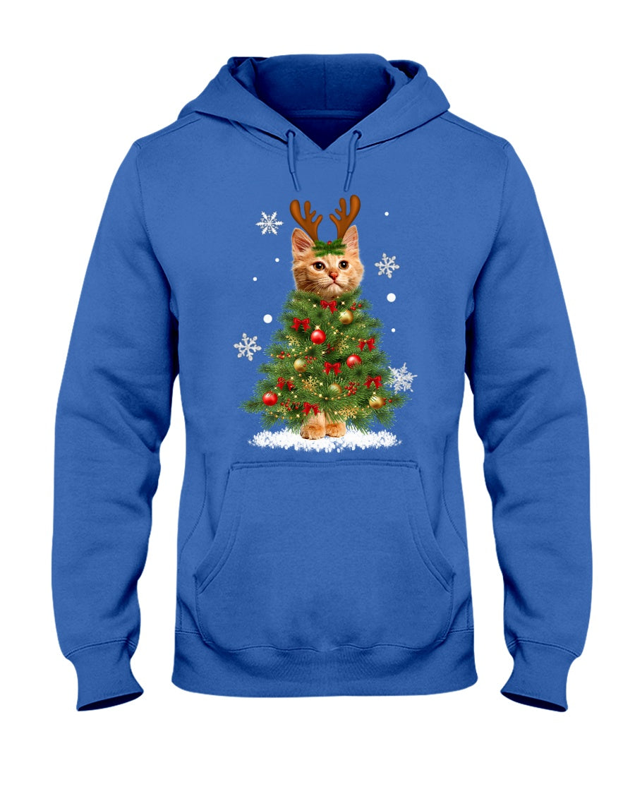 Cat Lover - Merry fluffmas Hooded Sweatshirt - Premium Hoodie from MyDesigns - Just $39.95! Shop now at Lees Krazy Teez