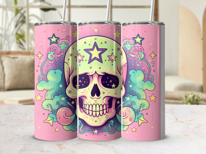 Skull Pastel magically 20oz skinny sublimation tumbler - Premium tumbler from MyDesigns - Just $29.95! Shop now at Lees Krazy Teez