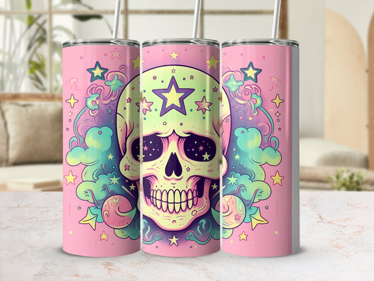 Skull Pastel magically 20oz skinny sublimation tumbler - Premium tumbler from MyDesigns - Just $29.95! Shop now at Lees Krazy Teez