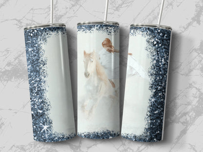 White ArhSalamander Winter horse skinny tumbler - Premium tumbler from MyDesigns - Just $29.95! Shop now at Lees Krazy Teez