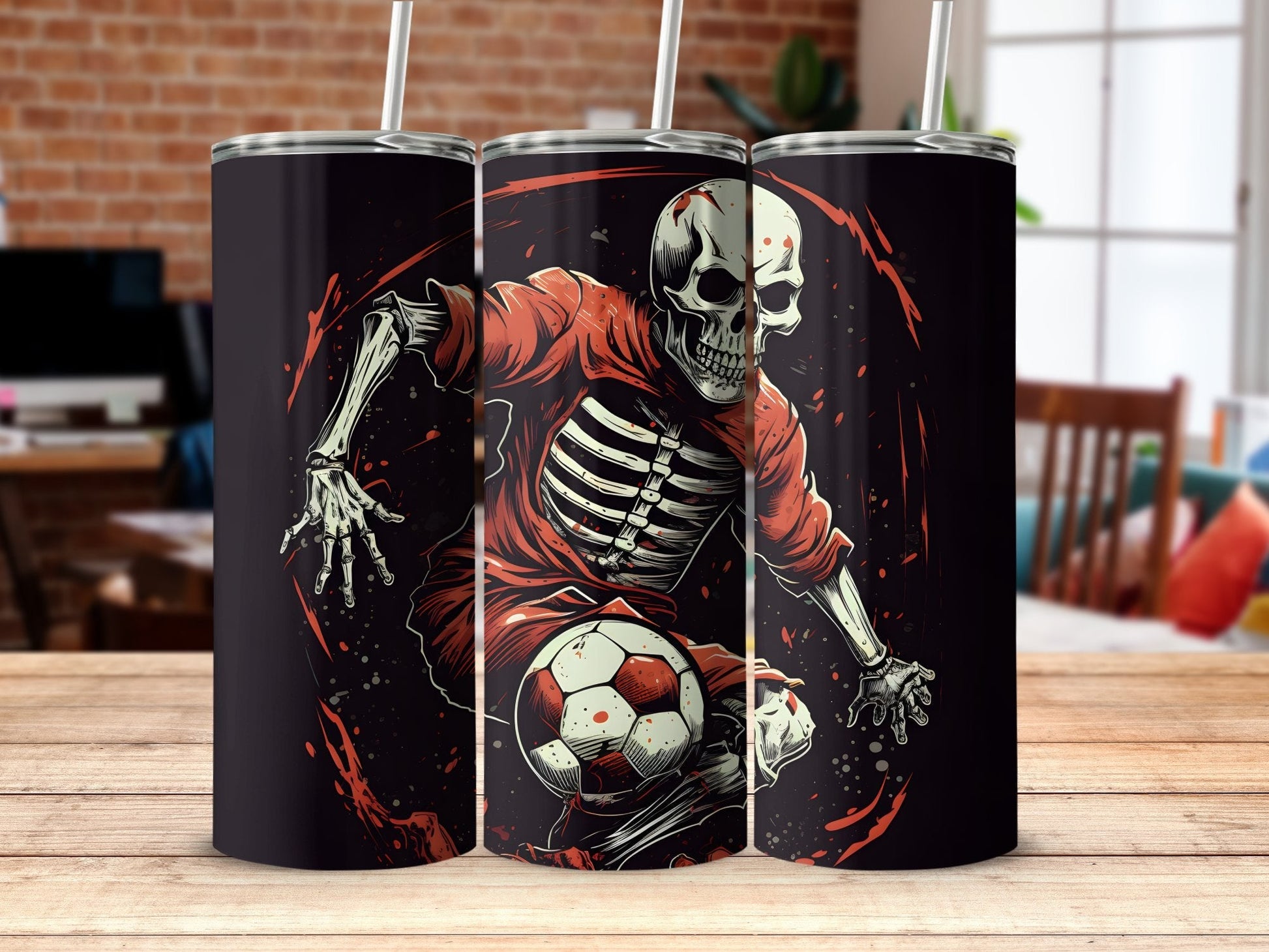 skeleton soccer football kicker halloween - Premium tumbler from MyDesigns - Just $29.95! Shop now at Lees Krazy Teez