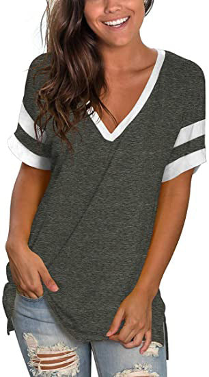Stay Cool this Summer with a V-Neck Pocketed Loose Short-Sleeve T-Shirt: Perfect for Girls' Stylish Layering - Premium t-shirt from eprolo - Just $19.95! Shop now at Lees Krazy Teez