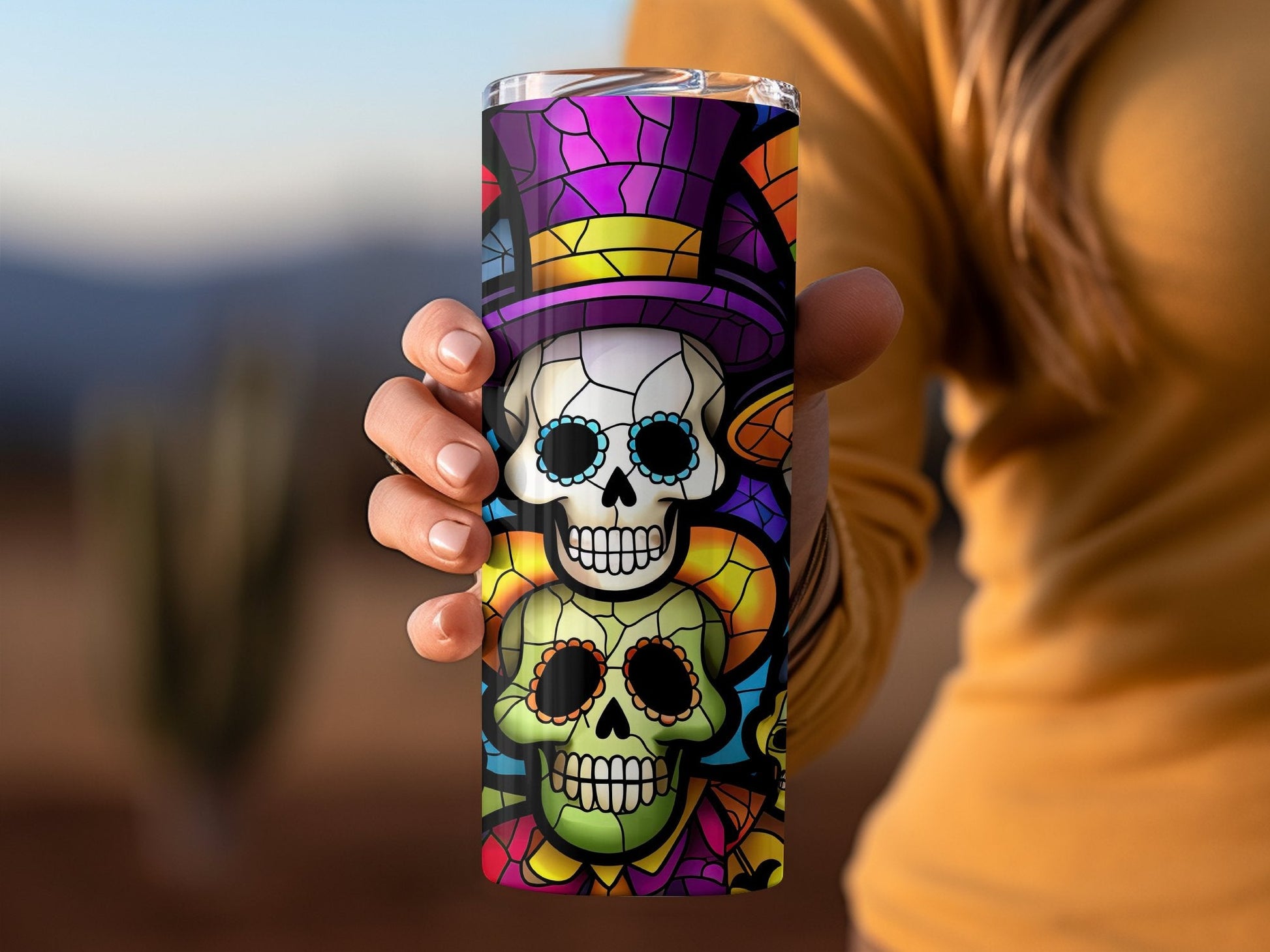 3d skulls and unique funny Halloween tumbler - Premium tumbler from MyDesigns - Just $29.95! Shop now at Lees Krazy Teez