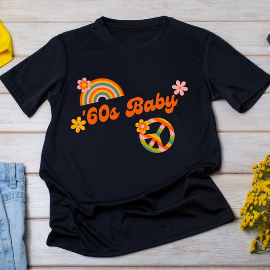 60s baby hippy vintage tee - black shirt for women - Premium t-shirt from Lees Krazy Teez - Just $21.95! Shop now at Lees Krazy Teez