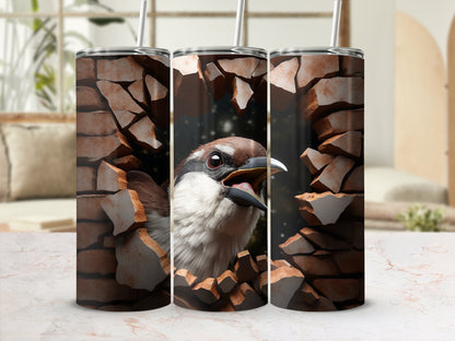 Sparrow 3D Cracked Hole 20 Oz skinny sublimation tumbler - Premium tumbler from MyDesigns - Just $29.95! Shop now at Lees Krazy Teez