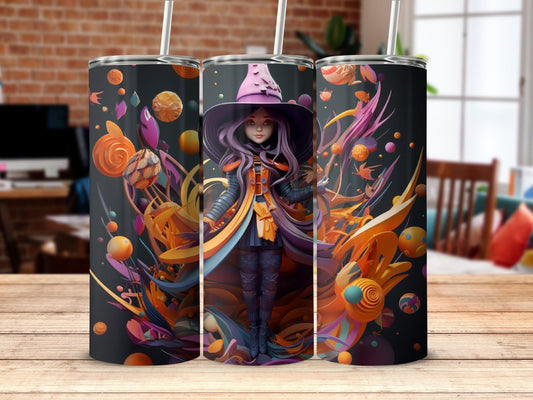 3d colorful witch decor 20oz skinny tumbler - Premium tumbler from MyDesigns - Just $26.95! Shop now at Lees Krazy Teez