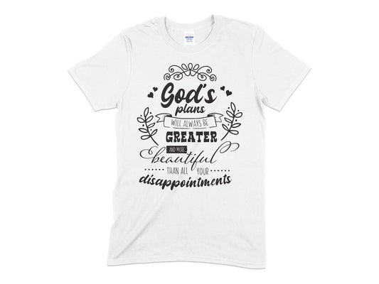 Gods Plans Will Always Be Greater Christian t-shirt - Premium t-shirt from MyDesigns - Just $21.95! Shop now at Lees Krazy Teez
