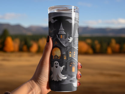 3d Dark Halloween Ghost tumbler 20oz horror skinny tumbler - Premium tumbler from MyDesigns - Just $26.95! Shop now at Lees Krazy Teez